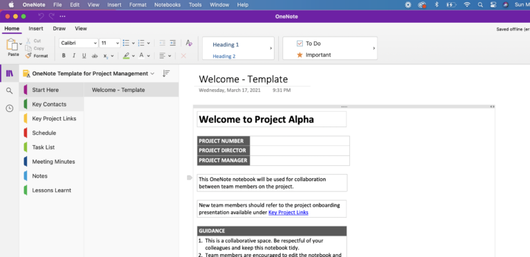 onenote project management template onenote project management template