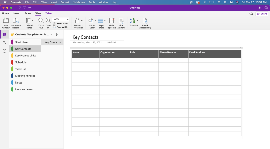 onenote notebook templates