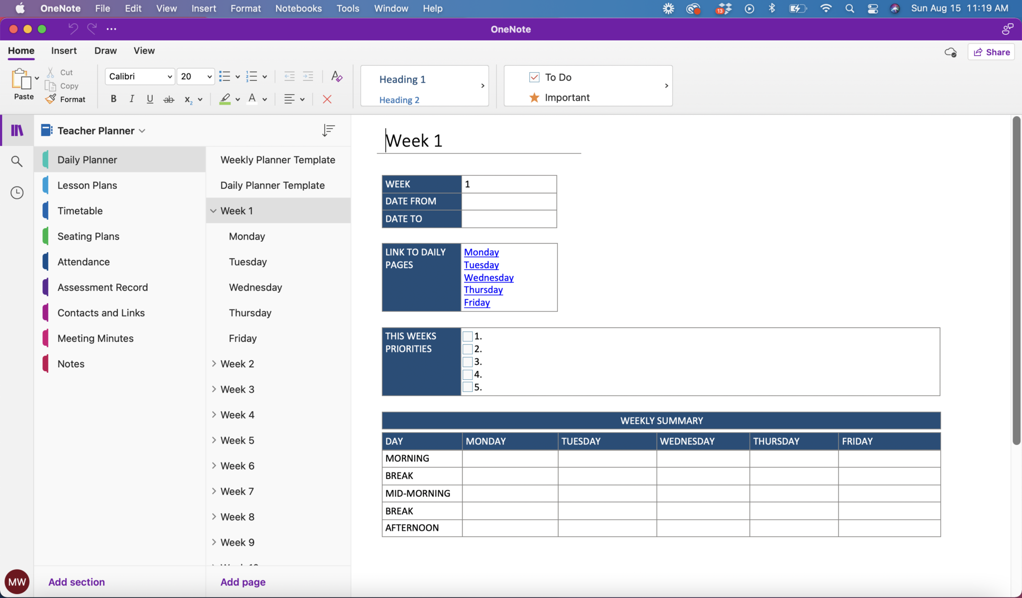 OneNote Planner for Teachers The Better Grind