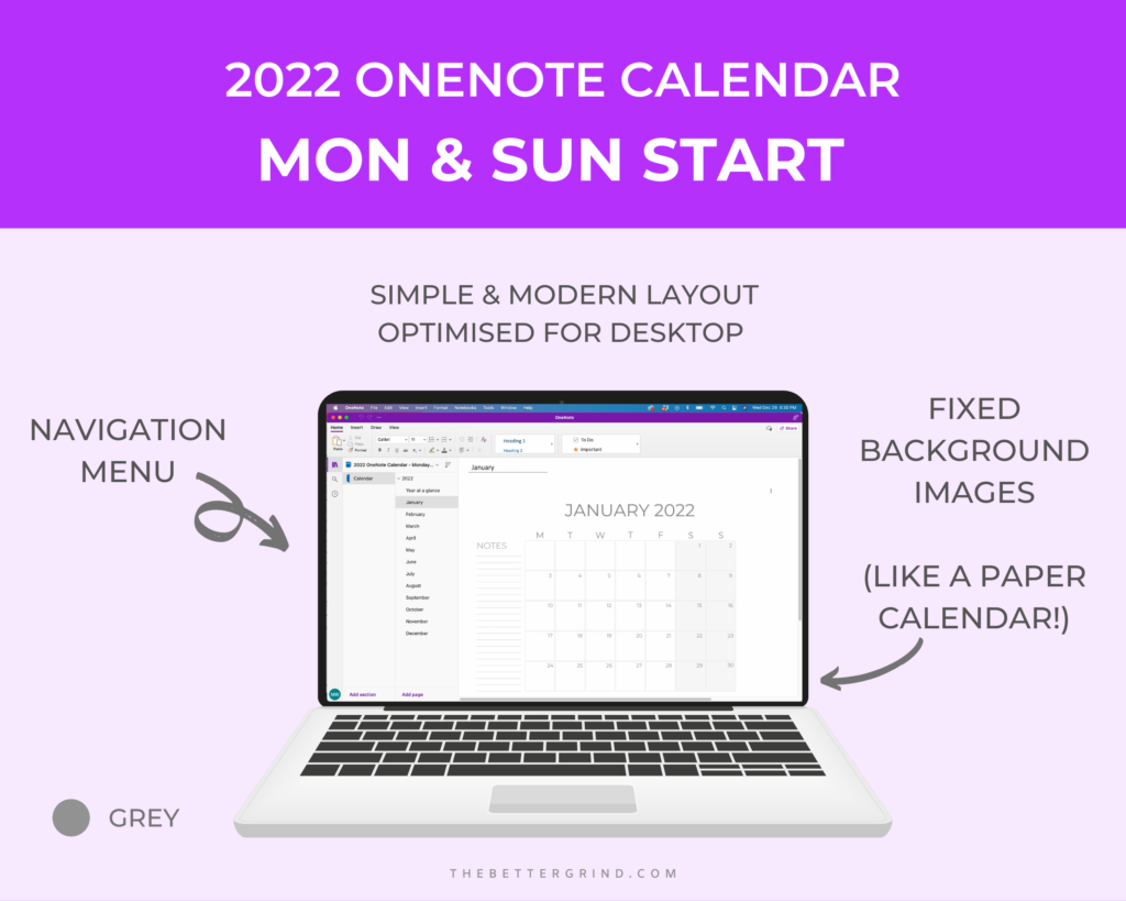 Onenote Calendar Template 2022 Free 2022 Onenote Calendar Template - The Better Grind